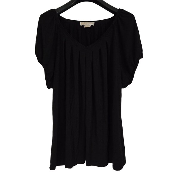 MICHAEL KORS Black Flowy V Neck Short Sleeve Top 1X - Picture 1 of 5